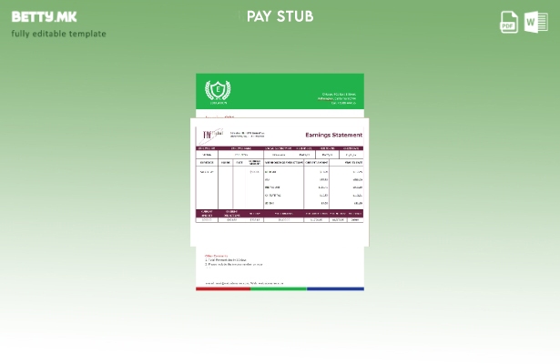 Шаблон за извод за заработка на осигурителна компанија во САД во модерен стил